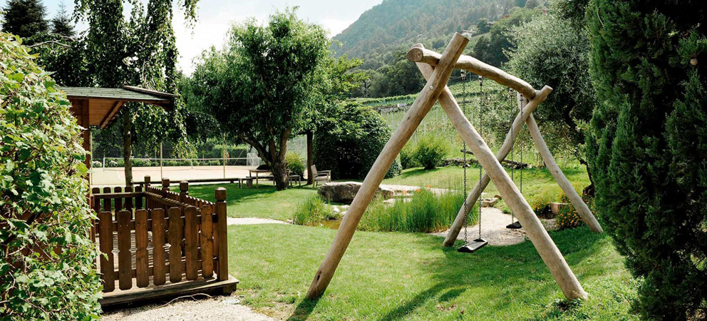 Two swings in the children's playground of the Giardino Marling